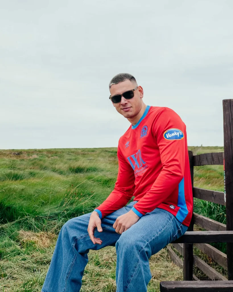 Models wearing Blackburn Rovers' 2026/27 Third Kit on Darwen Moor during Umbro's Made for the Moment campaign.