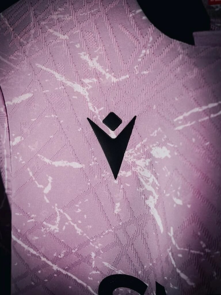 Close-up of the marble-inspired texture on the UD Almeria 2026/27 Away Kit.
