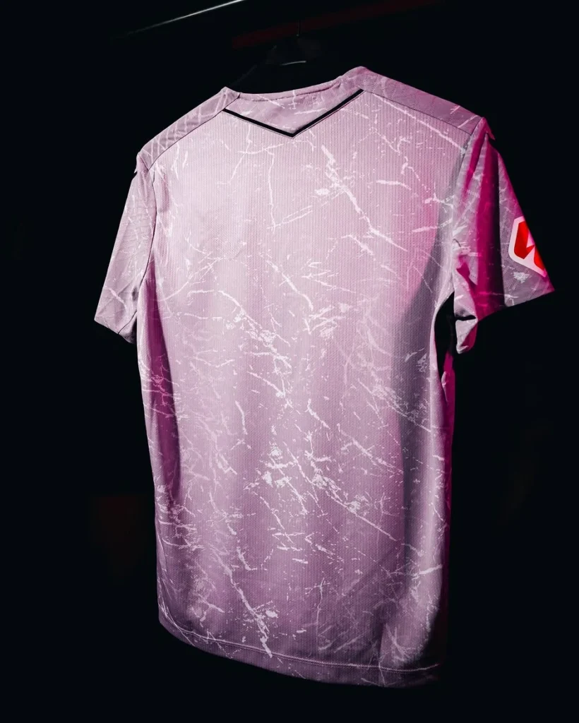 Close-up of the marble-inspired texture on the UD Almería 2026/27 Away Kit.