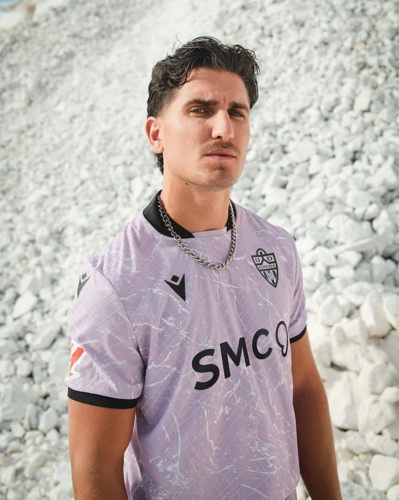 The UD Almeria 2026/27 Away Kit launch photographed at the Macael marble quarries.