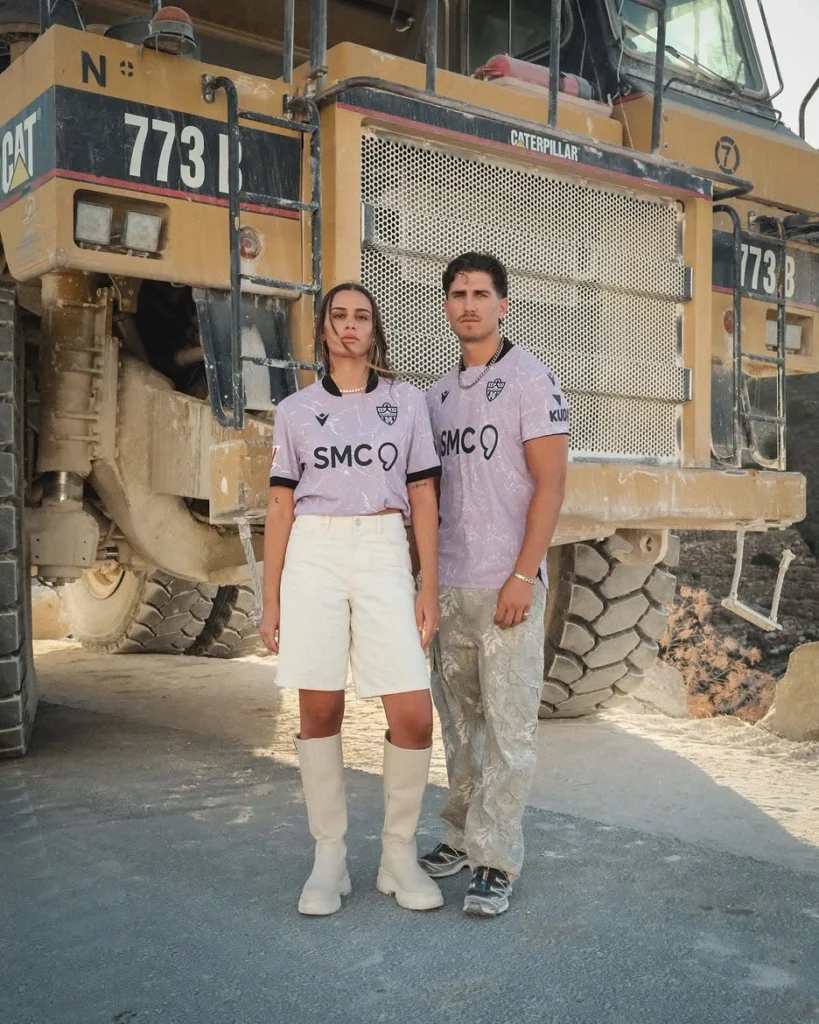 The UD Almería 2026/27 Away Kit launch photographed at the Macael marble quarries.